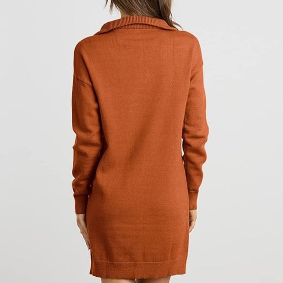 KIRUNDO 2023 Fall Winter Women's Long Sleeve Turtleneck Sweater Dress Button Dow - Picture 4 of 6